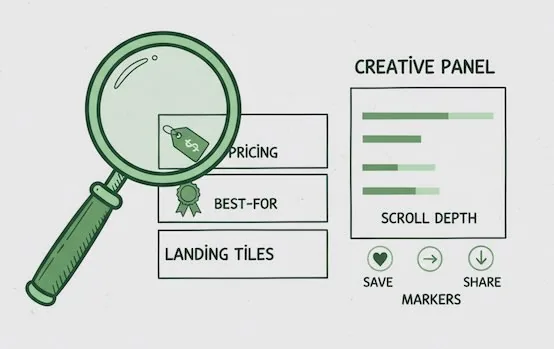 High-intent landings with creative resonance markers