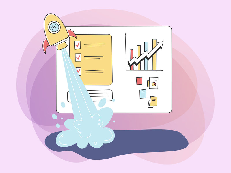 Measurement plan checklist with rocket launch icon